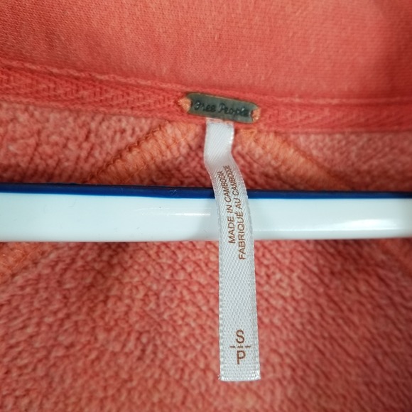 Free People Womens Coral Orange High Low Button Up Fleece Jacket Small OB1125265 - Picture 3 of 7